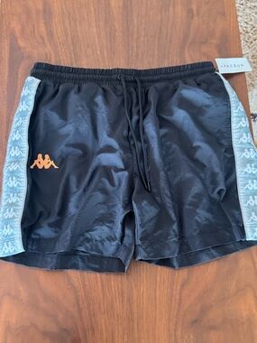 NET PacSun Kappa Black Men's Athletic Shorts with decal